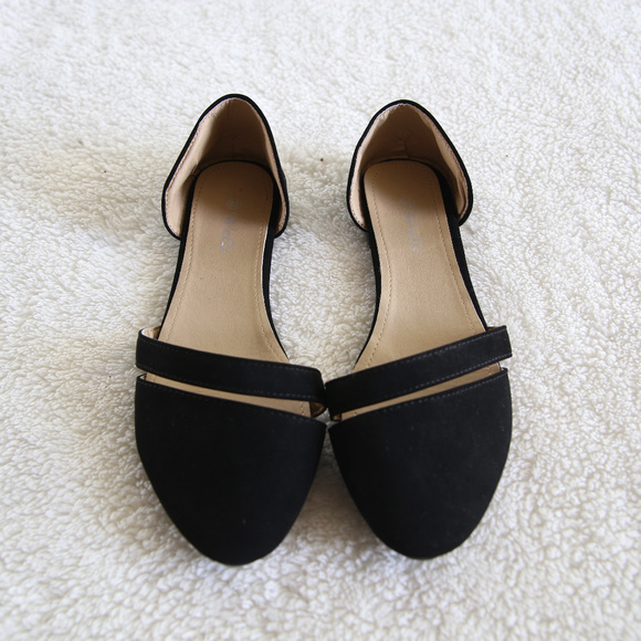 Wells Shoes - Wells Black Suede D'orsay Flats 8.5